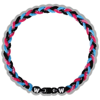 Willtok Premium 18inch Baseball Necklace w/Nylon Tri-Braided Rope Tornado Design - color: Pink Blue Black