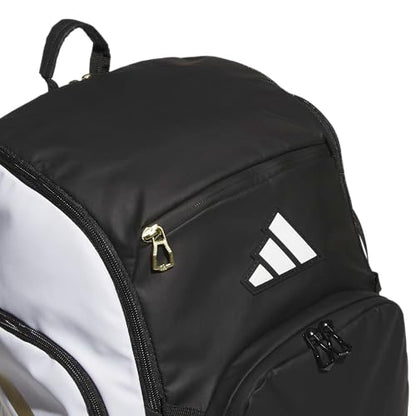 adidas Select Basketball Backpack for Practice, Gym and Travel, 32L - color: White/Black/Gold Metallic