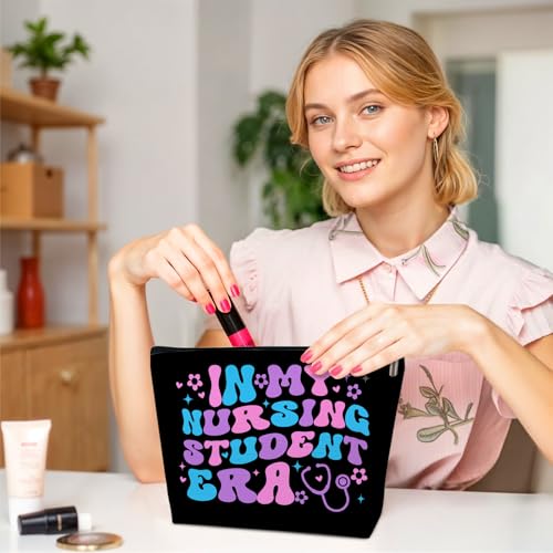Nurse Makeup Bag, In My Nursing Student Era Cosmetic Pouch for Purse, Nursing Gifts for Women Practitioner, Nurse Essentials Zipper Pouch - color: multicolor0206