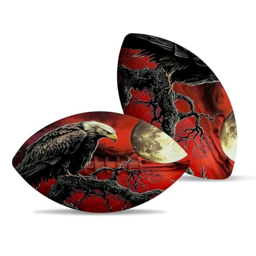 American Football, Official Size 11.9 x 7.3 Inch, Premium Composite Leather High-Grip Ball with Pro-Style Lacing, Unique Prints for Training, Games & Gifts - color: Dark Moon Crow