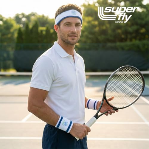 Super Fly Goods Sweatbands Pickleball Golf Tennis Great Gift or for Your Sports or Team Wristband Sports Band Set Including Towel Wrist and Head Sweatbands - style: Tennis Head & Wristband Set