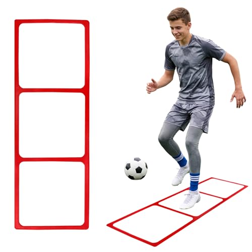 One-Piece Silicone Agile Ladder 1 PC Suitable for Sports & Fitness Step Training Soccer Footwork Practice Street Dance Step Training Auxiliary Kit for Various Indoor and Outdoor Floor Areas - color: Red