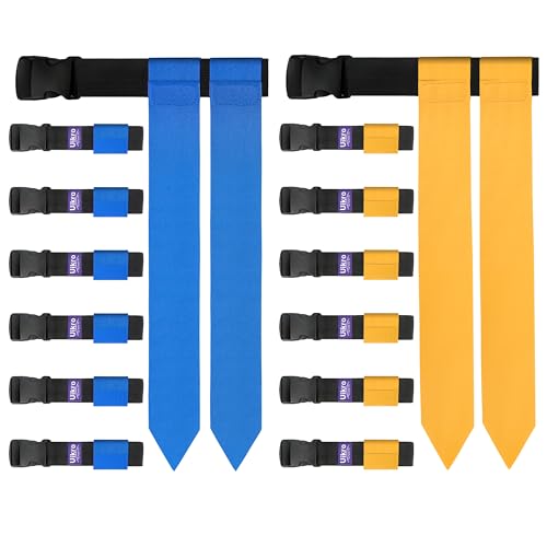 Flag Football Belts, 14 Player Adjustable Flag Football Sets for Sports Training Competition - color: Blue & Yellow, 14 Player, 28 Flags