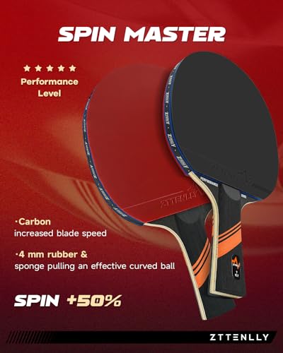 Ping Pong Paddle with Carbon Technology | Performance-Series,7-ply Finest Blade, Expert Speed/Edge/Balance, Thicker Protector Case | Table Tennis Racket for Professional - color: 2-Pack, style: Edge