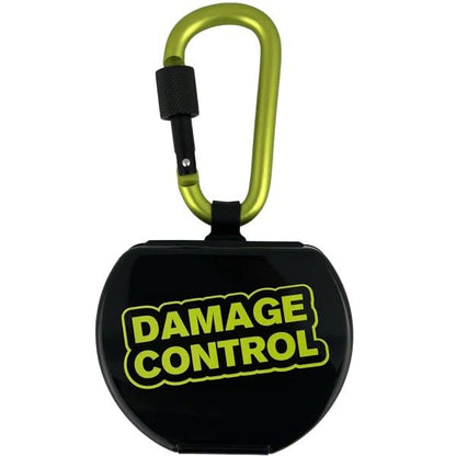 Damage Control Mouth Guard Case with Carabiner Clip – Heavy Duty Ventilated Shell, Easy Open, Attachable Storage for Lip Guards & Sports Mouthpieces – Black
