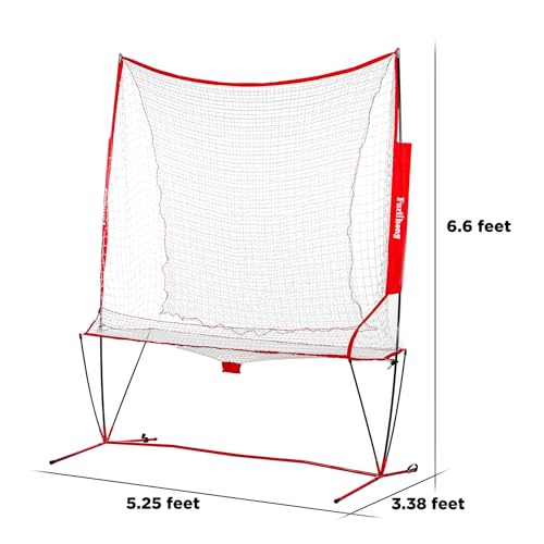 Furlihong NT01 Baseball & Tennis Ball Recycling System Net, 6 x 7ft, Portable Polyester Net and Fiberglass Frame, Compatible with 681PBH 680BH 6802BH Machines, with Carrying Bag (Net Only)