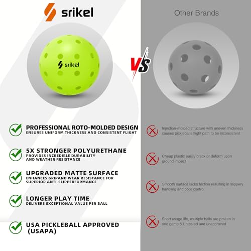 Pickleball Balls-USAPA Approved Outdoor/Indoor Pickleballs,Seamless Roto-Molded Design for Durability,Crack-Resistant 40-Hole Pickle Ball for Beginner Intermediate Pro Player,6/12/36/50/100Pack