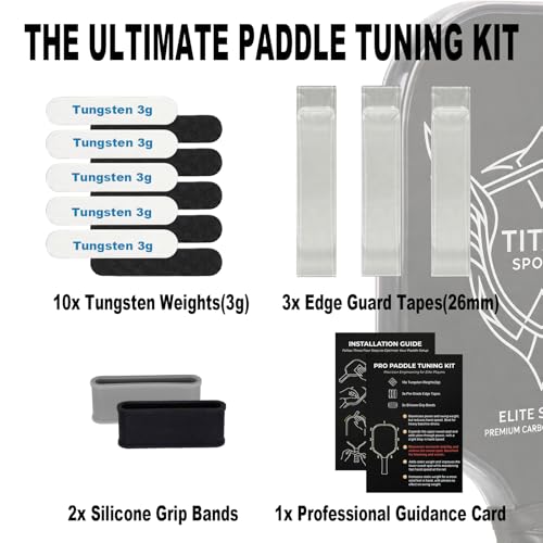 Pro Pickleball Paddle Tuning Kit - Lead-Free Tungsten Weights (30g), Pre-Cut Anti-Wrinkle Edge Guard Tape & Silicone Grip Bands - Swing Weight & Edge Protection Accessory Bundle - color: Transparent