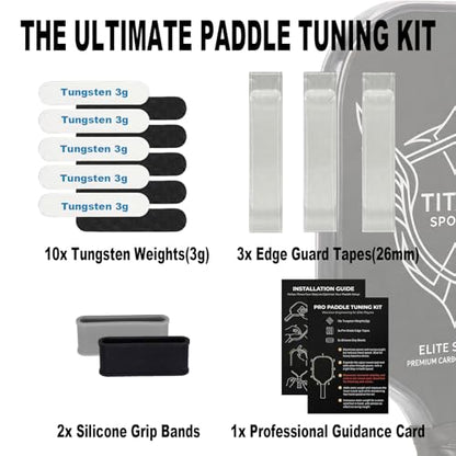 Pro Pickleball Paddle Tuning Kit - Lead-Free Tungsten Weights (30g), Pre-Cut Anti-Wrinkle Edge Guard Tape & Silicone Grip Bands - Swing Weight & Edge Protection Accessory Bundle - color: Transparent