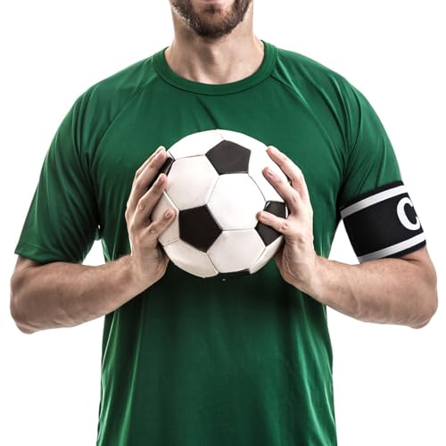 Unisex Captain Armband for Soccer Training, Adults & Youths Classic Captain ‘C' Arm Band Adjustable Elastic Captain Armbands Team Sports Accessories - color: Black