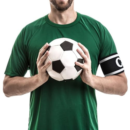 Unisex Captain Armband for Soccer Training, Adults & Youths Classic Captain ‘C' Arm Band Adjustable Elastic Captain Armbands Team Sports Accessories - color: Black
