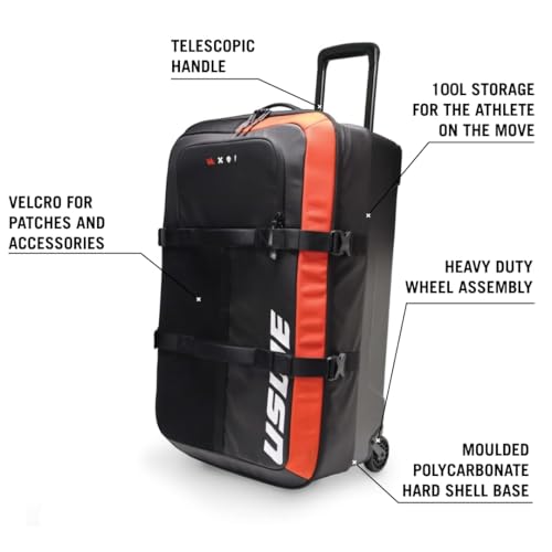 USWE Buddy Athlete Gear Pack, Duffle Bags to Store Sports Gear, Essentials, Ideal For Travelling, Gym, Training and More (100L Trolley Bag Black/Red) - style: 100l Trolley Bag Black/Red