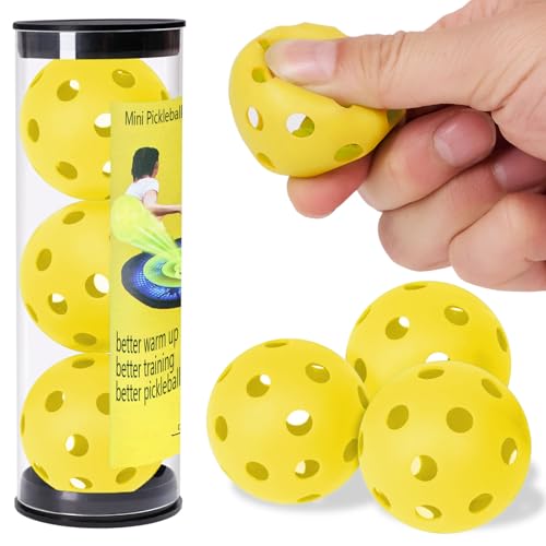 Mini Pickleball Training Balls - Warm Up Pickleball Drills, Enhance Reaction Time & Hand-Eye Coordination | Ideal Gift for All Ages and Skill Level - color: Yellow