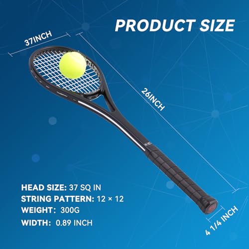 Sweet Spot Tennis Training Racket 37-Inch Compact Head Design 300g Lightweight Professional Racket Ideal for Teenagers and Professional Trainers - color: BlueBlack-275g