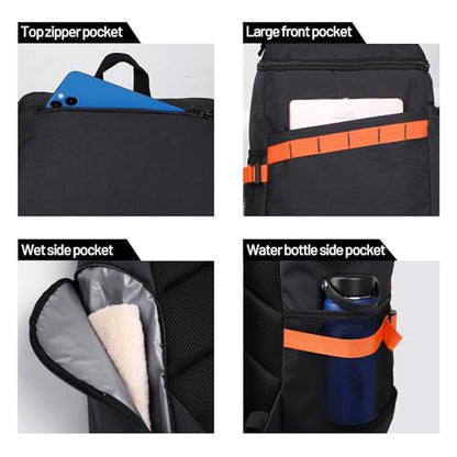 MIER Gym Backpack for Men and Women, 35L Basketball Backpack with Shoe Compartment & Wet Pocket, Waterproof Sports Bag for Travel and Workout