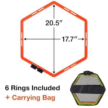 Japard Hex Agility Rings for Speed Training & Agility Footwork Training Speed Hurdles Ladder with Carrying Bag