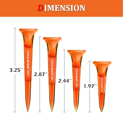 MAZEL Transparent Plastic Golf Tees 8 Pack,Enhanced Durability & Stability Plastic Tees with 5 Prongs,Minimize Friction and Side Spin - color: Deep Orange