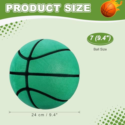 Silent Basketball, Quiet Basketball High Density Foam No Noise Sculpted Groove Bouncing Ball with Net Bag - color: Green, size: 9.4 Inch