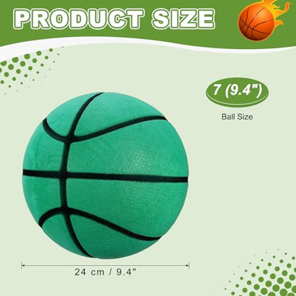 Silent Basketball, Quiet Basketball High Density Foam No Noise Sculpted Groove Bouncing Ball with Net Bag - color: Green, size: 9.4 Inch