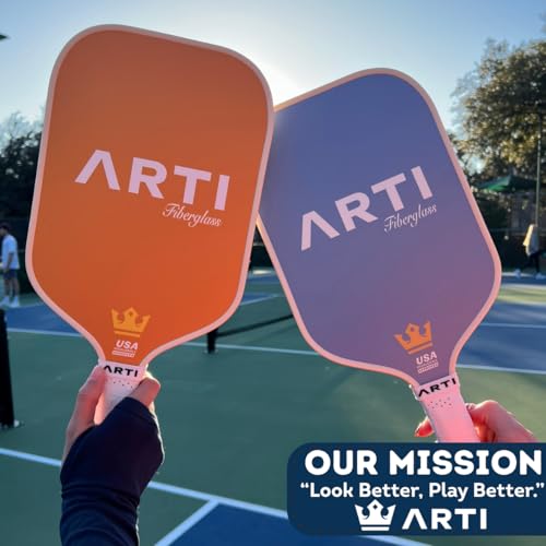 ARTI Pickleball Paddles Set of 2-USAPA Approved Fiberglass Surface Pickleball Set,2 Pickleball Rackets, 4 Balls and 1 Portable Carry Bag - color: Horizon