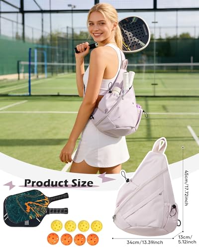 SEAFEW Sports Pickleball Bag, Waterproof Crossbody Backpack for Pickleball, Tennis, Racketball, and Travel for Men and Women, Purple - color: A1-purple