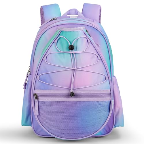 Choco Mocha Kids Tennis Bag, 16 Inch Youth & Junior Tennis Backpack with Shoe Compartment, Holds 2 Rackets (21–23 Inch) - color: Purple Candy