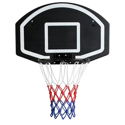 Rakon 18" Replacement Basketball Rim Wall Mount Hoop Hand-Crank Backboard Mounted for Indoor/Outdoor Classic Basketball Court, Teens, Adults, Schools, Parks - color: Square Black