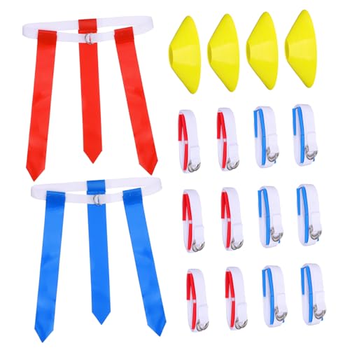 Complete Youth Football Belt Set 12 Belts 4 Cones Flags Ideal for Soccer Equipment for Boys and Girls