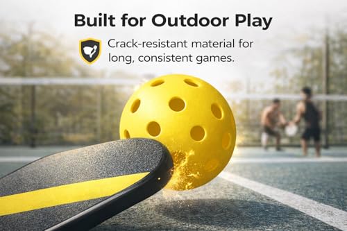 Pickleball Outdoor Yellow Balls Durable Plastic Pickleballs with Precision Holes for Consistent Bounce High Visibility Balls for Practice Training & Competitive Pickleball - Set of 3