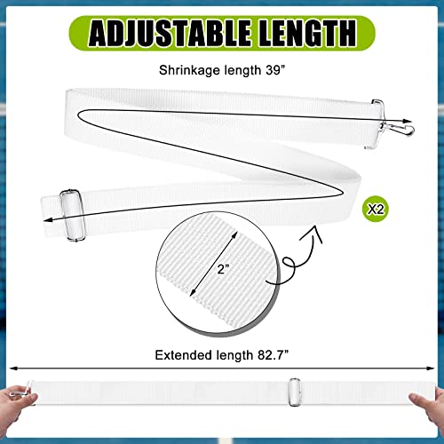 Summer Tennis Net Center Strap Adjustable Height Net Straps Portable Tennis Accessories for Driveway Sports Training Contest Equipment, 39 x 1.96 Inch, White (2 Pieces)
