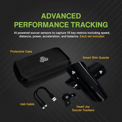 Smart Soccer Shin Guards with Performance Tracking – Monitors Speed, Distance, Power & Balance, No Subscription, Compete on Leaderboards, Bluetooth Enabled, 2 Youth