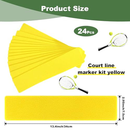 24 Pcs Court Line Marker Kit, Yellow Boundaries Markers Lines Set, Pickleball Court Lines Kit for Tennis Basketball Volleyball Badminton Pickleball Net Courts Outdoor or Indoor Training