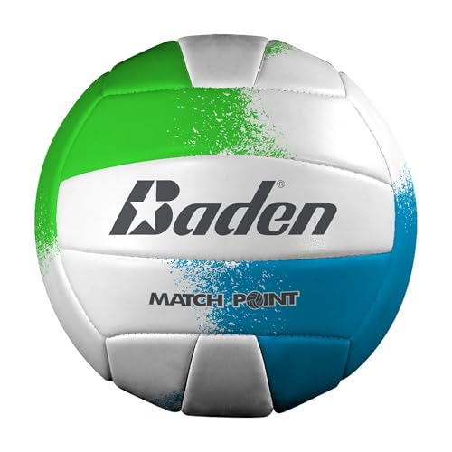 Baden | Match Point | Cushioned Synthetic Leather | Outdoor Recreation Backyard Volleyball + College Camp Ball | Official Size 5 - color: Neon