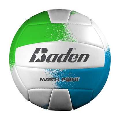 Baden | Match Point | Cushioned Synthetic Leather | Outdoor Recreation Backyard Volleyball + College Camp Ball | Official Size 5 - color: Neon