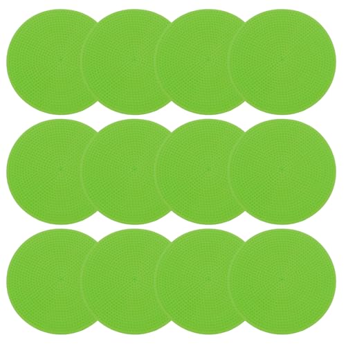 PATIKIL 4 Inch Poly Spot Markers, 12Pcs Non Slip Rubber Floor Dots with Storage Bag Flat Agility Cones for Sports Training Basketball Football - color: Green