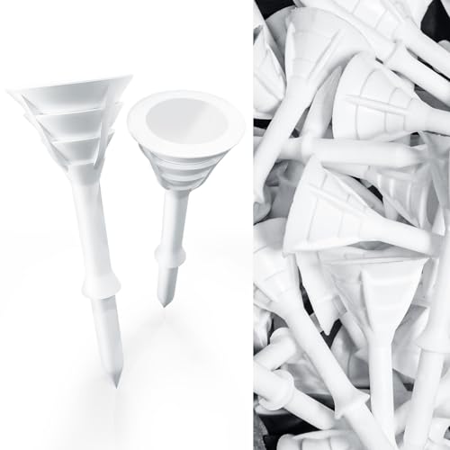 FINGER TEN Golf Tees Plastic Unbreakable Tee 3 1/4 Inch 12/24/60 Pack, Durable Stable Golf Tee 4 Colors Available for Practice - color: White, size: 3 1/4 Inch(60 Pack)