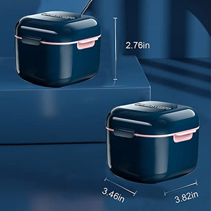 Denture Cup，Retainer Case,Cute Night Mouth Guard Box Holder, Storage Soak Container with Strainer basket for Travel Cleaning (Blue) - color: Blue