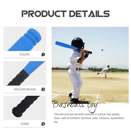 HANABASS Super Safe Baseball Bat Set for Age Blue Bat with Ball for Indoor Outdoor Practice Lightweight Easy to Grip