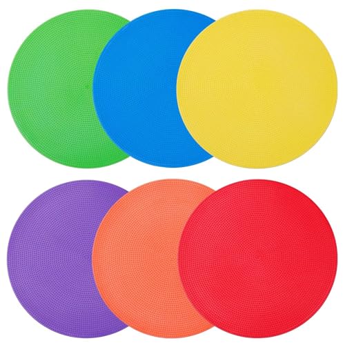 Spot Markers 4 Inch 9 Inch Non Slip Rubber Floor Markers Flat Field Cones Poly Dots for Classroom Dance Sports Soccer Basketball Speed Agility Training(6 Colors) - style: 9inch 6pcs