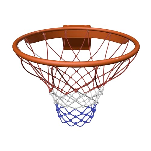 THUNDERBAY 18 inch Standard Double Spring Flex Reinforced Wall Mounted Basketball Rim, Two Nylon Nets Include One Nightlight Basketball Net - style: Basketball Rim with Protective Plate
