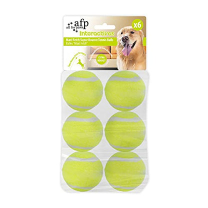 ALL FOR PAWS Interactive Super Bounce Tennis Balls Dog Toy, Pet Safe Toys for Exercise and Training, 2.5 Inch Diameter (6 Pack) - size: 2.5 Inch
