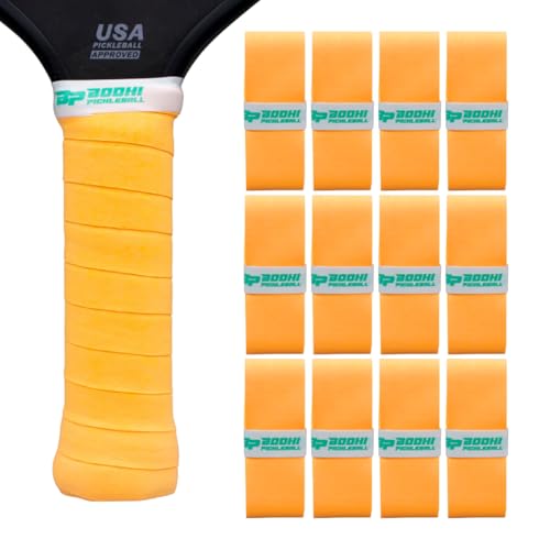DRYtack Premium Pickleball Overgrips - #1 Pickleball Overgrips Trusted by TOP pros - Semi-Dry & Absorbent, Superior Comfort, Long Lasting, Responsive Feel - color: Neon Orange, size: 12-Pack