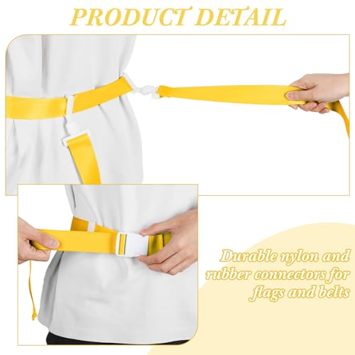 Peryiter 2/12/24/36 Player Flag Football Belt, Adjustable Football Belts and Flags for Kids Youth Adult Sport Team Training - color: Yellow,fluorescent Green