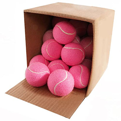 GKK 27 Pack Tennis Balls,Training Tennis Ball Pressure-Less Practising Bulk Tennis Balls for Youth/Beginners/Pet Dogs High Altitude Playing Balls - color: Pink