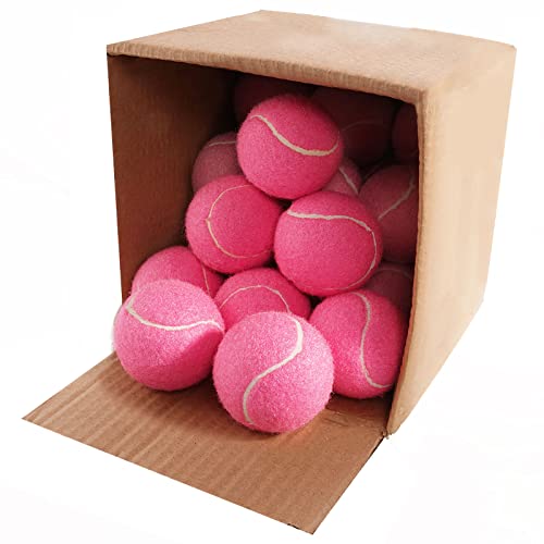GKK 27 Pack Tennis Balls,Training Tennis Ball Pressure-Less Practising Bulk Tennis Balls for Youth/Beginners/Pet Dogs High Altitude Playing Balls - color: Pink