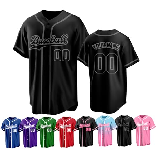 Custom Baseball Jersey Personalized Stitched Family Team Name Number Shirts Uniforms for Women Men Youth Kids - color: Black-13