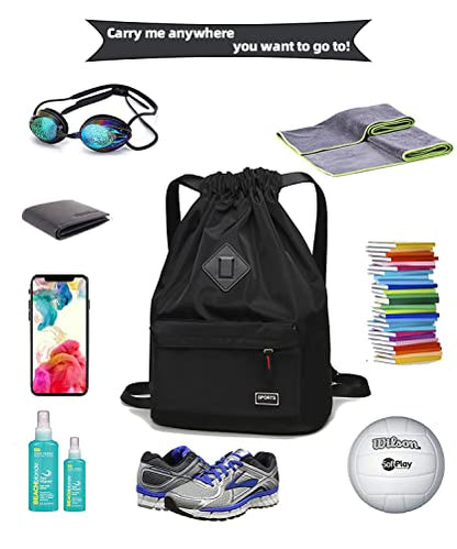 Peicees Waterproof Drawstring Sport Bag Lightweight Sackpack Backpack for Men and Women | Waterproof