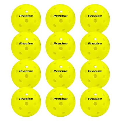 PRECISE Pickleball Balls – Outdoor A 40 Model with 40 Holes – USAPA Approved – Durable Flight Design - color: Yellow, size: 12 Balls