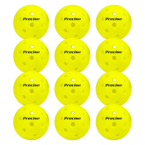 PRECISE Pickleball Balls – Outdoor A 40 Model with 40 Holes – USAPA Approved – Durable Flight Design - color: Yellow, size: 12 Balls