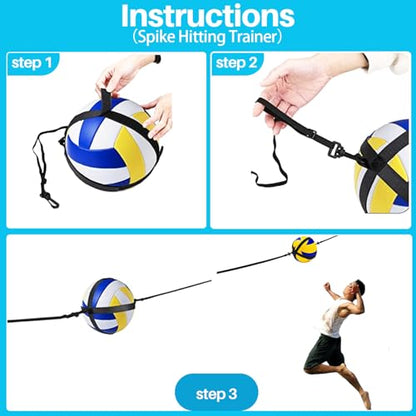 Davllin Volleyball Training Equipment Aid,Premium Volleyball Rebounder Trainer Kit,Solo Practice Trainer for Serving Setting Spiking and Arm Swing,Volleyball Gifts for Teen Girls & Boys - style: 11-in-1 Update